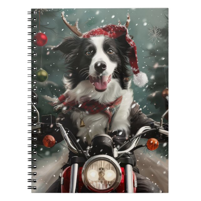 Carnet Border Collie à moto Noël  (Devant)