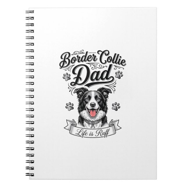 Carnet Border Collie Dad Vintage Engraving Dog Shirt Desi (Devant)