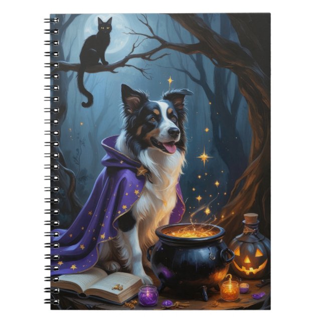 Carnet Bordure Collie Chien Whimsical Halloween Peinture (Devant)