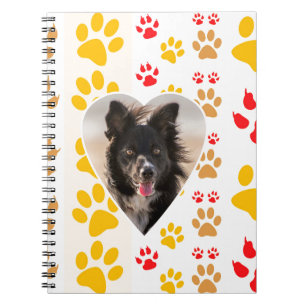 Carnet Bordure Collie Empreinte de patte Amour Coeur
