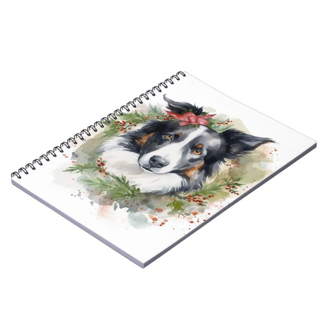 Carnet Bordure Collie Fête de Noël Wreath Pup (Côté gauche)
