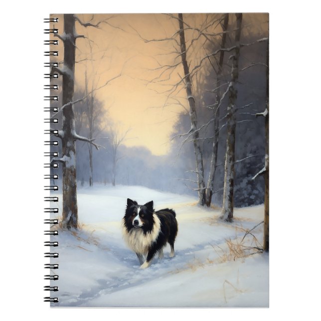 Carnet Bordure Collie Laisser neiger Noël (Devant)