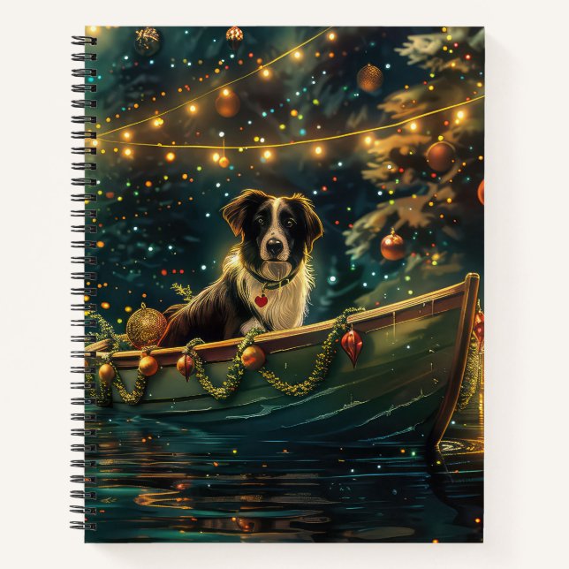Carnet Bordure Collie Noël Festive Voyage (Devant)