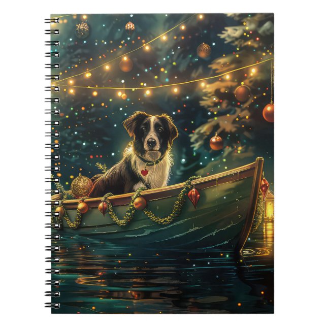 Carnet Bordure Collie Noël Festive Voyage (Devant)