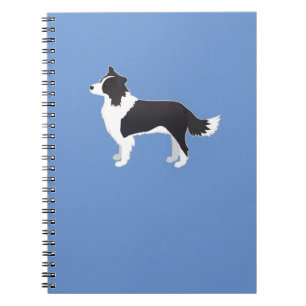 Carnet Bordure Collie Noir race Chien Vue latérale Silhou