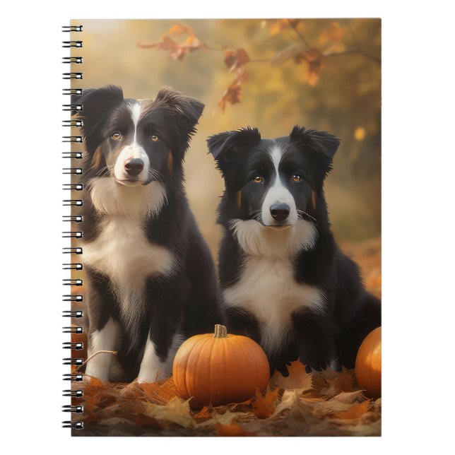 Carnet Bordure Collie Puppy Automne Citrouille de plaisir (Devant)