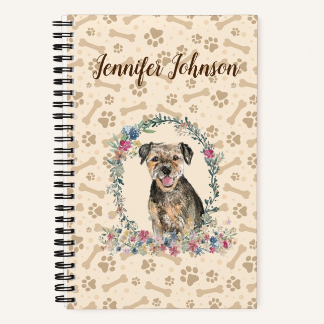 Carnet Bordure Empreinte de patte de chien Terrier et mig (Recto)