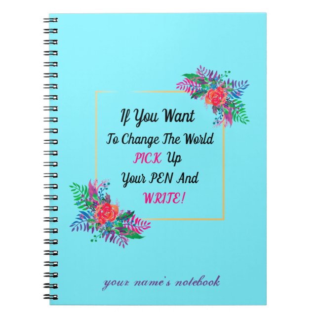 Carnet bordure florale avec devis et initiale personnalis (Devant)