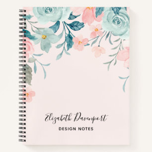 Carnet Bordure florale rose et verte