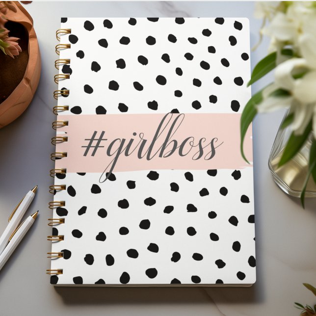 Carnet Boss et points noirs Pastel Rose moderne (Créateur téléchargé)