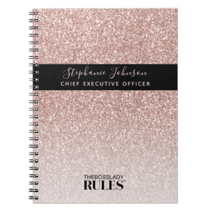 Carnet Boss Lady PDG Rose Gold Parties scintillant Nom et