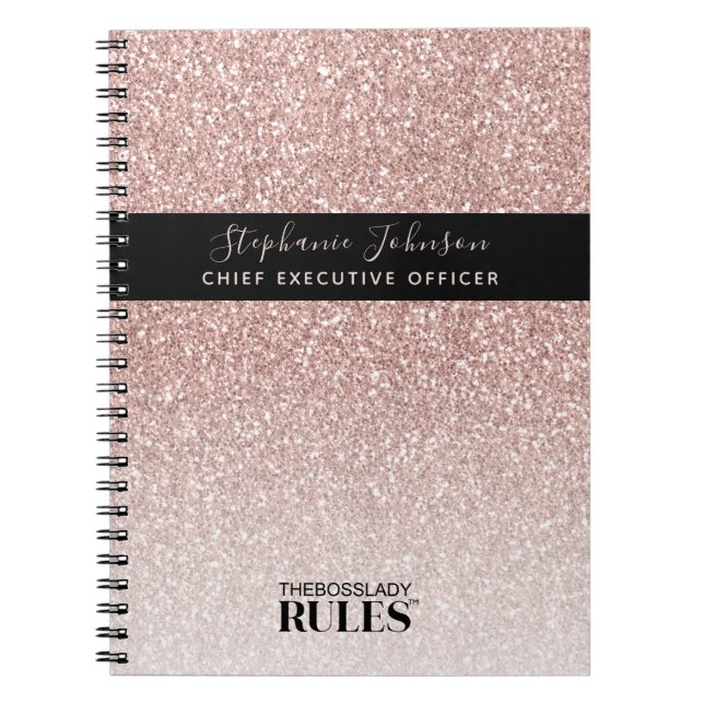Carnet Boss Lady PDG Rose Gold Parties scintillant Nom et (Devant)