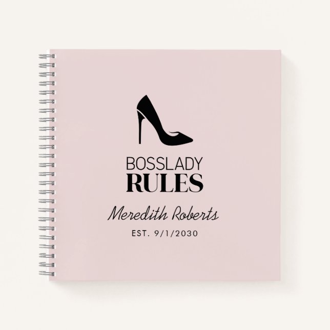 Carnet Boss Lady Stiletto Logo Blush Personnalisé (Devant)