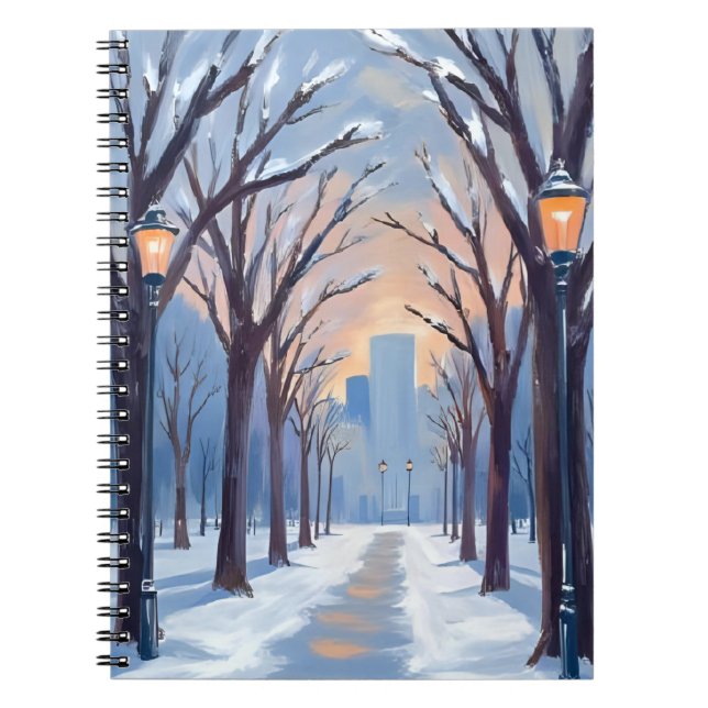 Carnet Boston Common | Chute de neige en aquarelle (Devant)