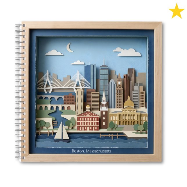 Carnet Boston Massachusetts America Layered Paper Art (Créateur téléchargé)