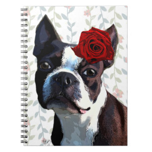 Carnet Boston Terrier avec Rose sur Head 2