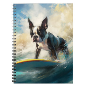 Carnet Boston Terrier Beach Surfing Peinture
