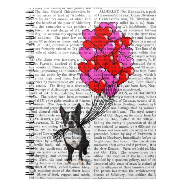 Carnet Boston Terrier Et Ballons (Devant)
