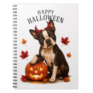 Carnet Boston Terrier Halloween Diable Chien