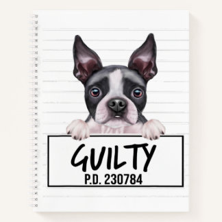 Carnet Boston Terrier Mugshot Chien coupable