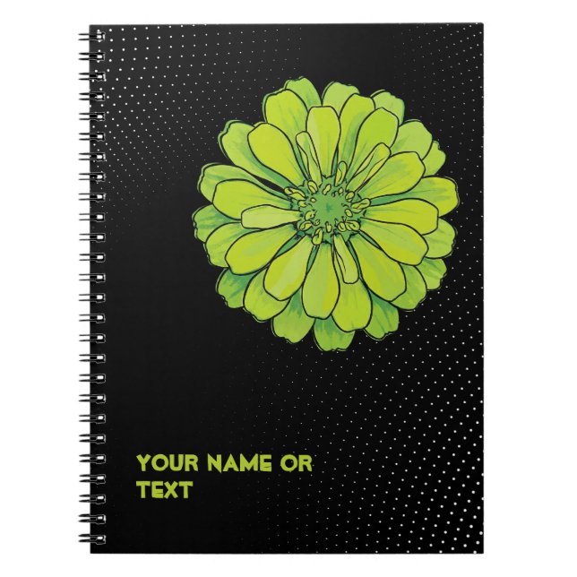 Carnet Botanical Acid Green: The 'Envy' Zinnia Pop Art (Devant)