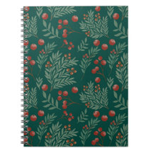 Botanical Red Berry Christmas Notebook