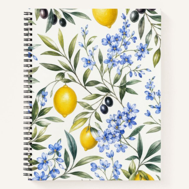 Carnet Botanique Fleur Bleue et Olive au Citron (Devant)