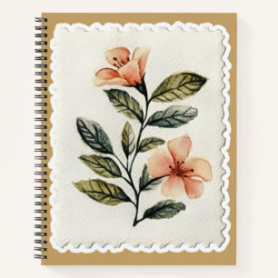 Carnet Botanique Fleurie de Style Rétro et Timbre-
