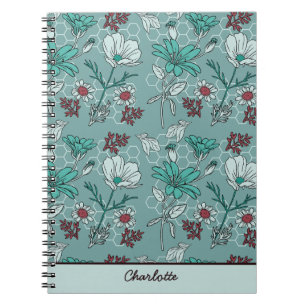 Carnet Botanique fleurs motif floral nom personnalisé