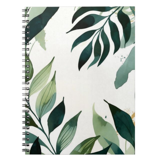 Carnet Botanique Luxueux Émeraude Vert et Or (Devant)