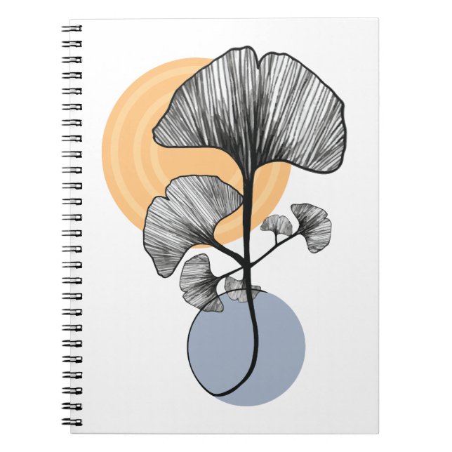 Carnet Botanique Moderne de Feuille de Ginkgo (Devant)