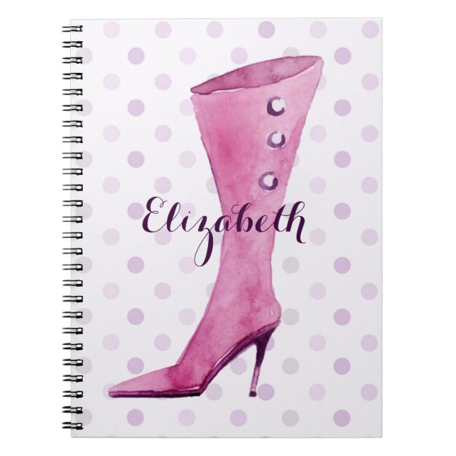 Carnet Botte de talon violet stiletto personnalisée (Devant)