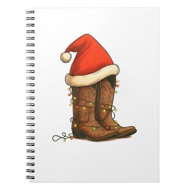 Carnet Bottes de cow-boy Noël chapeau de Santa occidental (Devant)