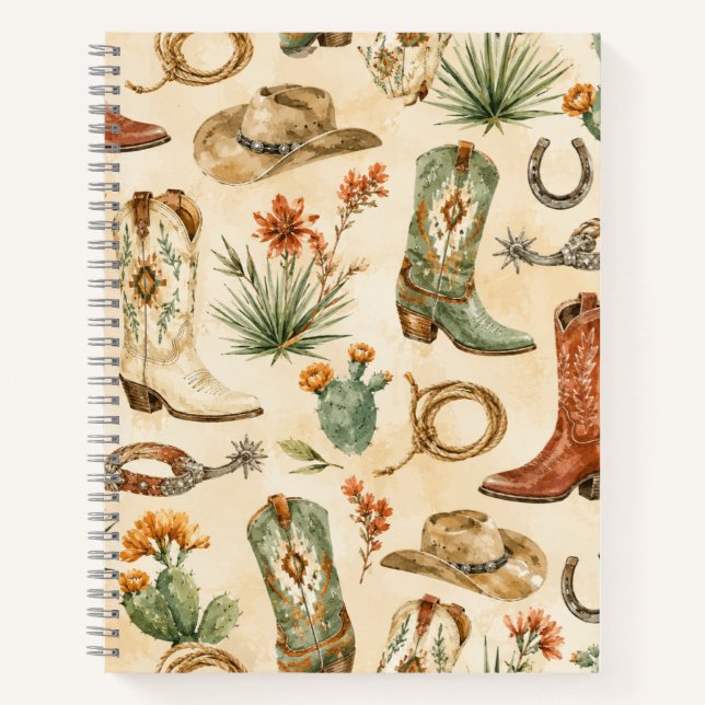 Carnet Bottes de cowboy rustiques de Nashville motif west (Devant)