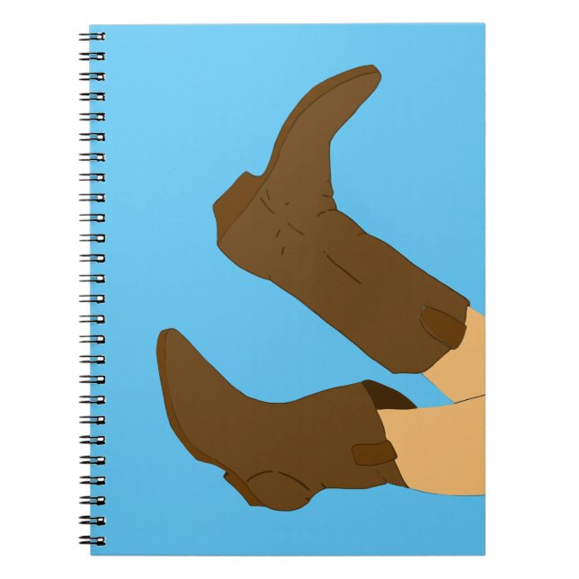 Carnet Bottes de cowboy sur fond bleu clair (Devant)