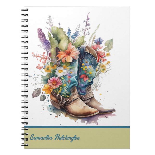 Carnet Bottes de cowgirl colorées avec Fleur sauvage (Devant)