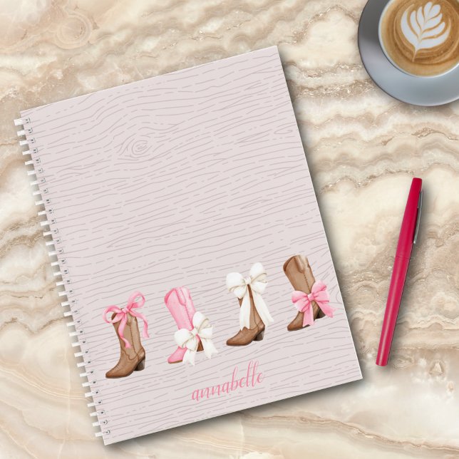 Carnet Bottes de cowgirl Cute Coquette Personnalisées (Cute Coquette Cowgirl Boots Personalized Notebook)