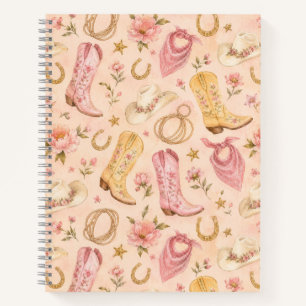 Carnet Bottes de cowgirl de Nashville roses aquarelle