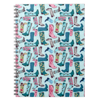 Carnet bottes de cowgirl en bleu