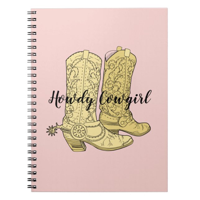 Carnet Bottes de cowgirl jaune rose (Devant)
