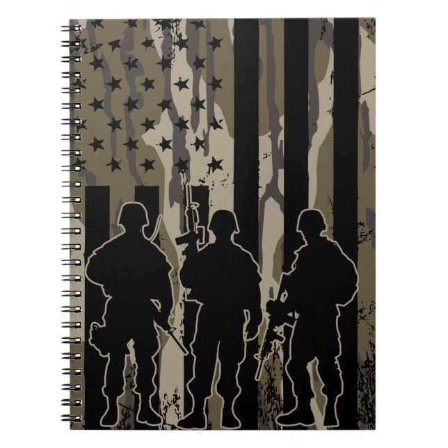 Carnet Bottomland Camo drapeau américain et soldats (Devant)