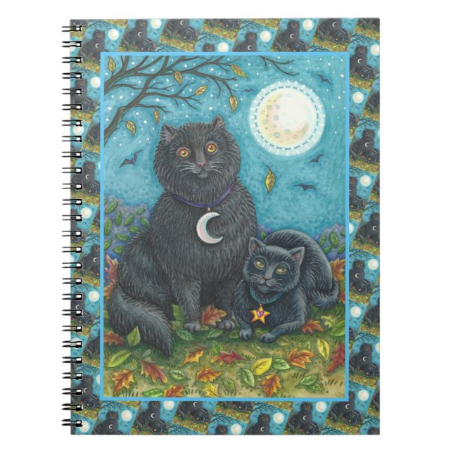 CARNET BOUBO & PYEWACKET CHATS NOIRS, HALLOWEEN FOLK ART (Devant)