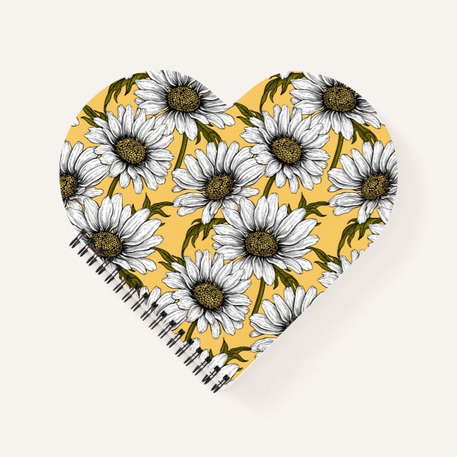 Carnet Bouches blanches, fleurs sauvages sur jaune (Devant)