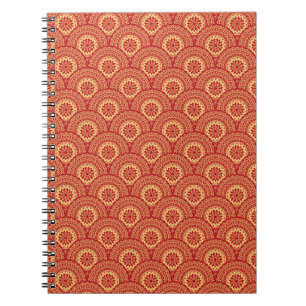 Carnet Boucles de mandala d'or sur arrière - plan rouge