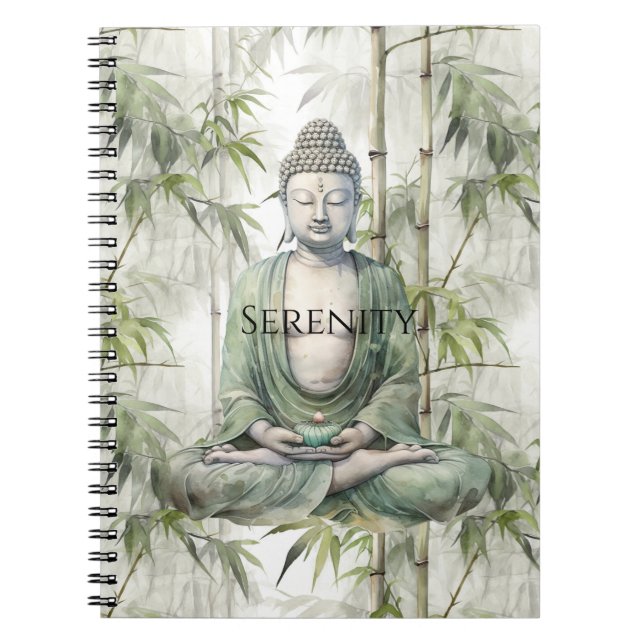 Carnet Bouddha de sérénité en bambou vert (Devant)