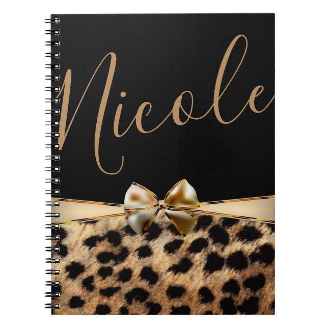Carnet Boue en or noir Leopard Cheetah Imprimer Personnal (Devant)