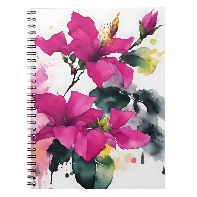 Carnet Bougainvillea - Fleurs aquarelle (Devant)