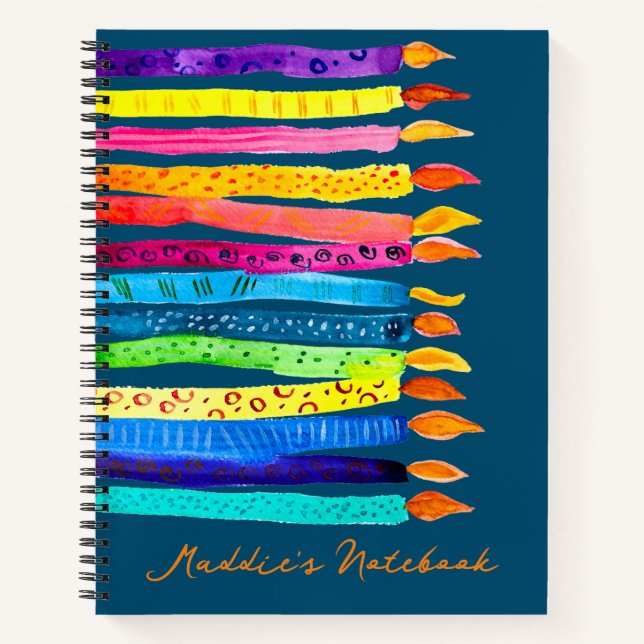 Carnet Bougies d'anniversaire aquarelle colorées (Devant)