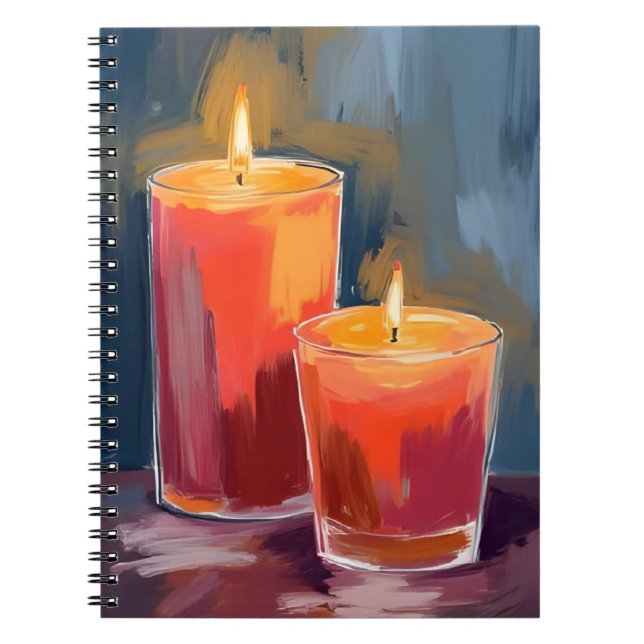 Carnet Bougies de vacances rouges aquarelle Fêtes (Devant)