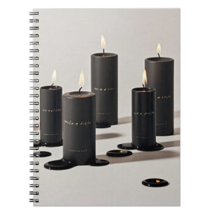 Carnet Bougies minimalistes à trait noir avec de petites